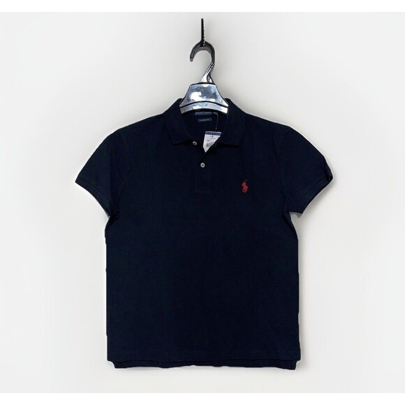 Polo Ralph Lauren Women’s The Iconic Classic Fit Mesh Polo Shirt Black M - Picture 1 of 8